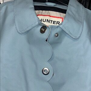 Hunter Light Blue Casual Button Down Waterproof Coat